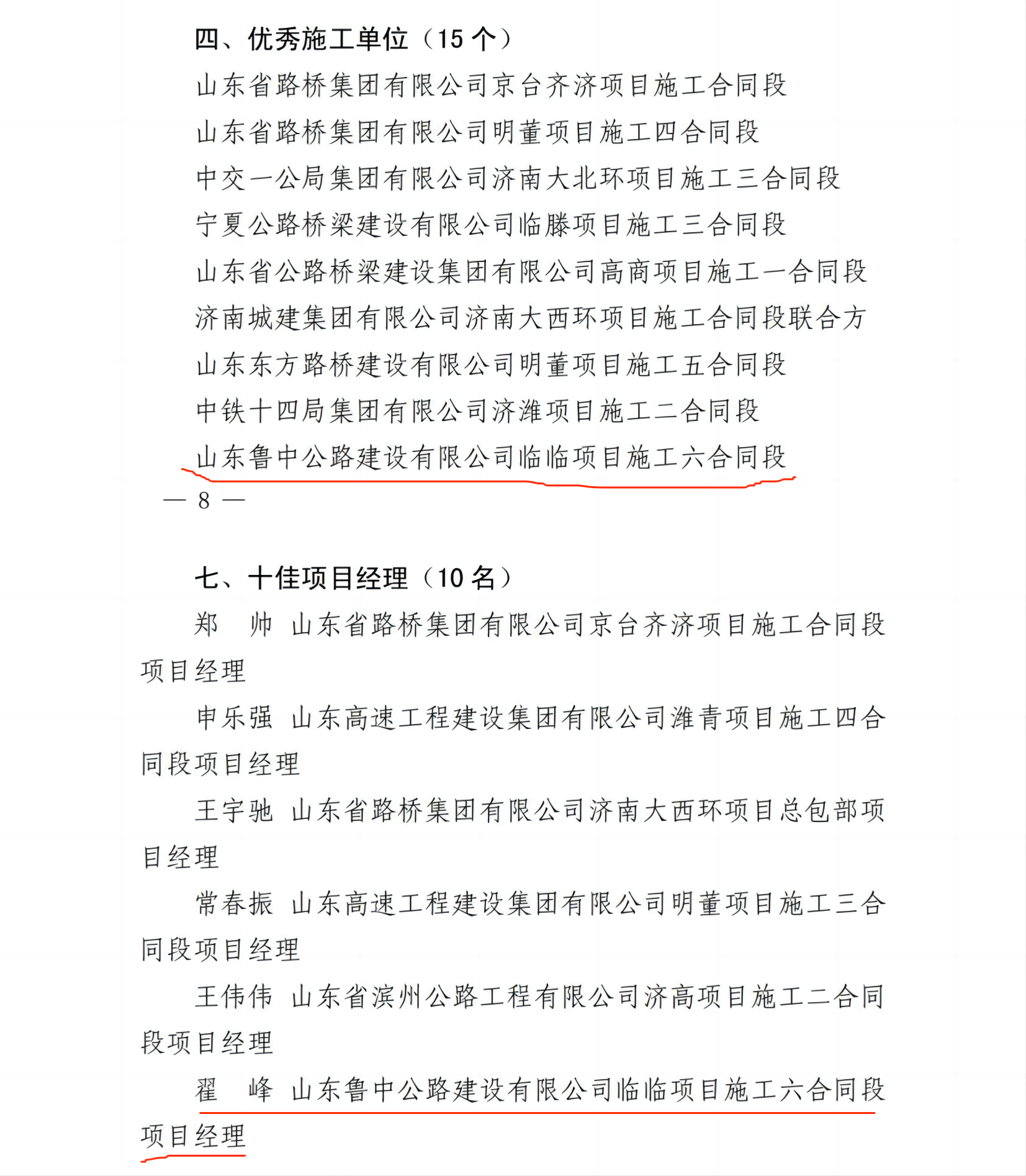 山東高速集團(tuán)關(guān)于對(duì) 2022 年度勞動(dòng)競(jìng)賽暨工程建設(shè)優(yōu)秀單位、個(gè)人表彰